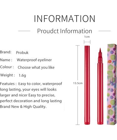 Matte Liquid Eyeliner Probuk 12 Colors Neon Liquid Eyeliner Waterproof Eyeliner Waterproof Matte Color Eyeliner Long Lasting Waterproof Smudge-Proof Highly Pigmented for Wedding and Party 12# - Buy Online on GoSupps.com