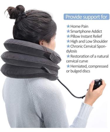 JLASDR Neck Support Protection Neck Traction Cervical Traction Collar Device for Neck Shoulder Back Head Pain Relief Inflatable Spine Alignment Pillow for Travel Home jj-99 - Buy Online on GoSupps.com