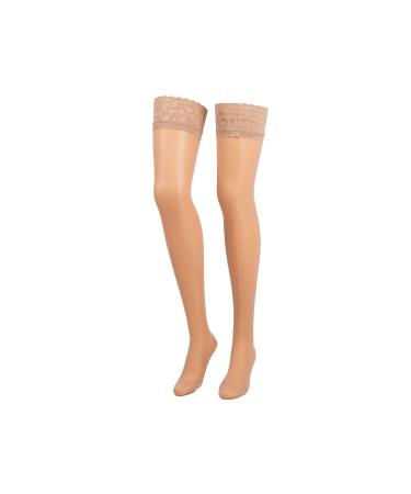 Compressana Calypso 140 The fine -knit support stockings with a lace ligament - effective support effect with approx. 15-18 mmHg compression (support class 3) - almost eye -to -eye fine and smooth stitch image - thigh stockings with adhesive tape - size I