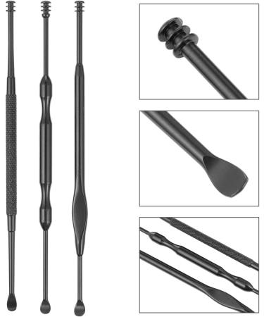 ODEROL Stainless Steel Earwax Pick Set - 6 Pcs Spoon Tool for Safe & Effective Ear Cleaning | Black 12.5X0.5CMx2pcs - Buy Online on GoSupps.com