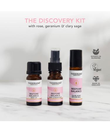 Tisserand Aromatherapy Restore Balance Kit - Roller Ball Body Oil & Mist - Menopause & Menstruation Support - Rose, Clary Sage & Geranium Essential Oils - Buy Online on GoSupps.com