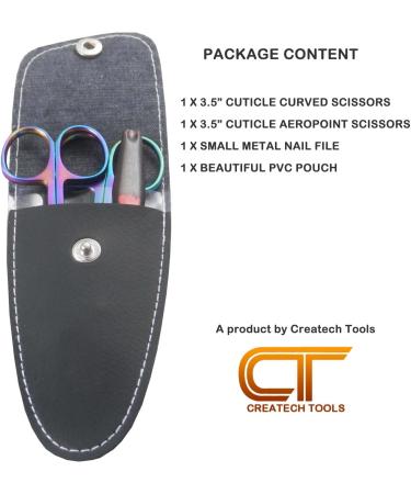 Createch Tools CT Nail Scissors Set - Professional Curved Toenail Cuticle Manicure Scissor Kit for Kids, Women, and Men - Multicolor - Buy Online on GoSupps.com