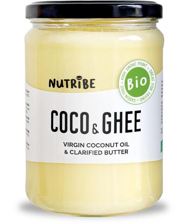 NUTRIBE Ghee and Organic Coconut Oil (500g jar) | Clarified pasture butter, cold extracted coconut oil
