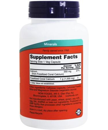Now Foods Coral Calcium 1000 mg - 100 Veg Capsules for Optimal Bone Health - Buy Online on GoSupps.com