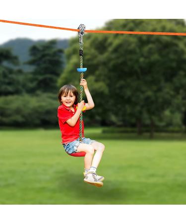 Hooroor Slackline Pulley with 52FT Zipline & Monkey Bar - Ninja Warrior Obstacle Course for Kids & Adults - Outdoor Toys Playset for Backyard Jungle Gym - Buy Online on GoSupps.com