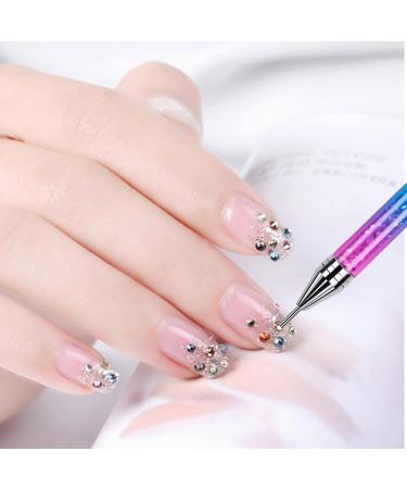 2PCS ANGNYA Dual-ended Wax Nail Rhinestone Picker Dotting Pen - Gradient Handle with Crystal Beads for DIY Manicure Nail Art - Buy Online on GoSupps.com