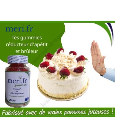 G n rique Meri.fr Apple Cider Vinegar Gummies Gummy Candies 60 Count - Buy Online on GoSupps.com