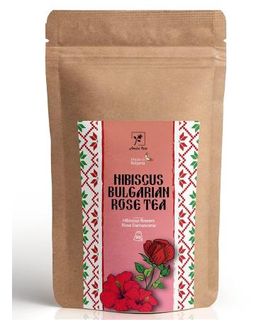 Hibiscus & Bulgarian Rose Tea by Amelia Rose | 50 Tea Bags | 100% Natural Hibiscus & Bulgarian Rose Damascena Flowers | Caffeine Free