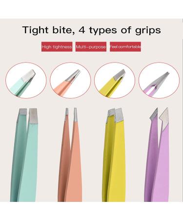 Professional Stainless Steel Tweezers Set - 4Pcs for Precision Eyebrow Shaping, Facial Hair, Ingrown Hair, Blackhead Removal - Buy Online on GoSupps.com