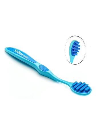 Stilobrush Tongue Cleaner | Scooping wiping Action | Dual-edge Panels | windshield wiper like | 5-tiered design | Bi-directional wiping Motion | Fights Bad Breath | Adult and Children 6+ | 1 (Blue)