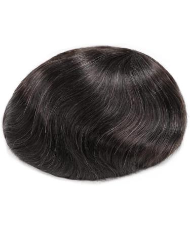Zakya Hair System for Men Thin Skin Men's Toupee 100% Human Hair Men's Hairpieces 8x10 Inches Base Size Hair Replacement System for Men (Off Black 1B#+10% Grey Hair) - Buy Online on GoSupps.com