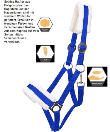 ARBO-INOX Cob Thoroughbred Halter Set with Faux Fur & Lead Rope - Cobalt Blue | International Shipping Available - Buy Online on GoSupps.com
