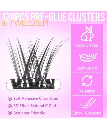 Self Adhesive Cluster Lashes Natural Cluster Eyelashes Extension Kit 8-14mm Wispy Lashes Clusters with Tweezers C Curl Natural Press-on Lashes DIY Eyelashes Extension Kit - Buy Online on GoSupps.com