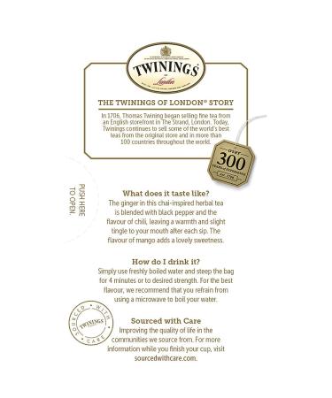 Buy Twinings Boost Adaptogens Mango Chili Chai Herbal Tea - Caffeine Free, 18 Bags - Buy Online on GoSupps.com