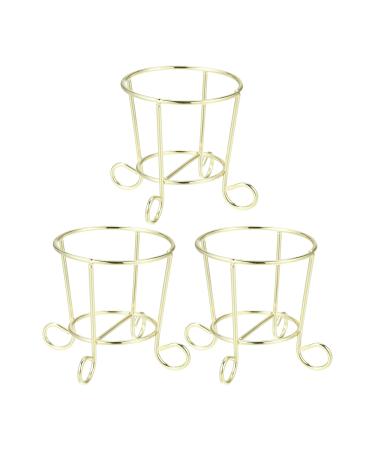 VOCOSTE 3pcs Flower Basket Stand Beauty Egg Holder Makeup Sponge Case Drying Stand Cosmetic Egg Holder Metal Sponge Egg Case Gold Tone