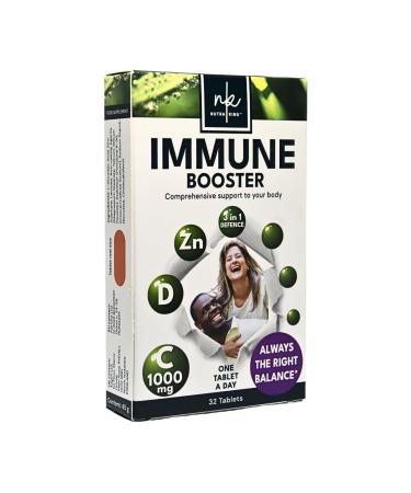 NutraKing Immune System Booster Tablets (32 Days Supply) - 3 in 1 Immune System Vitamins - Vitamin C 1000mg Vitamin D 2000iu and Zinc Every Day Health Supplement & Vitality