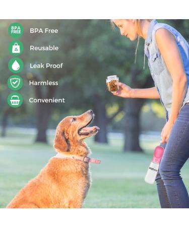 Mydaisy 550ml Dog Drinking Bottle with 100g Feed Container - Pink Spiral Travel Bottle for Dogs Puppies & Cats - Perfect Pet Accessory for On-the-Go - Buy Online on GoSupps.com
