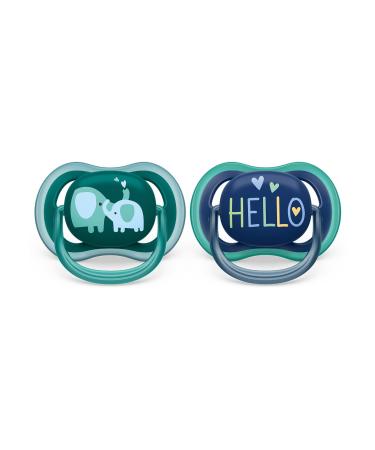 Philips Avent Ultra Air Schnuller- 2 Pack BPA-free breathable pacifier for babies from 18 months including transport and sterilization box elephants/Hello (model SCF349/18) Elephants/Hello 2 Series Pack Animal pressure - Buy Online on GoSupps.com