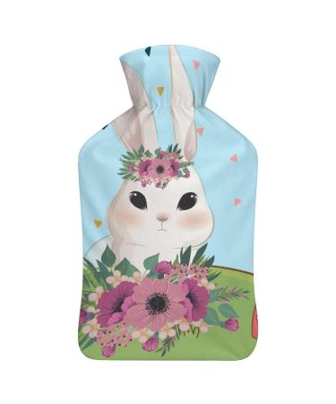 Rabbit Hot Water Bottle With Cover Plush Bed Bottle Hand Warmer For Adults And Children 26.5X15.3cm