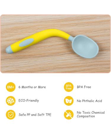 Vicloon Baby Utensils Spoon Fork Set 4pcs - Easy Grip Toddler Cutlery Feeding Set in Pink-Yellow Powder-blue - Buy Online on GoSupps.com