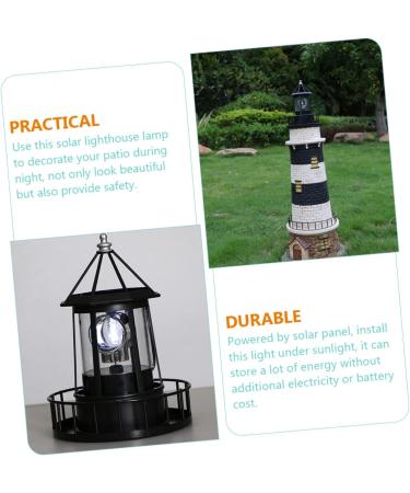 2pcs Solar Rotating Light Outdoor Lighthouse Exterior Solar Powered Lights Retro Decor Towers Statue Lights Rotating Landscape Light Solar Lighthouse Yard Solar Lighthouse Lantern (Black) - Buy Online on GoSupps.com