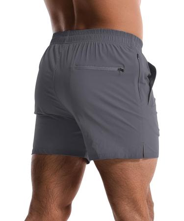 Lempue 2 Pack Men's Athletic Shorts - Quick Dry Gym Workout Shorts with Pockets - Dark Grey+Black - Size Medium - Buy Online on GoSupps.com