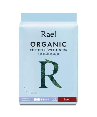 Rael Organic Incontinence Liners Long - Organic Bladder Control Liners, 4-Layer Core Protection with Leak Guard Technology (36 Count) 36 Count (Pack of 1)