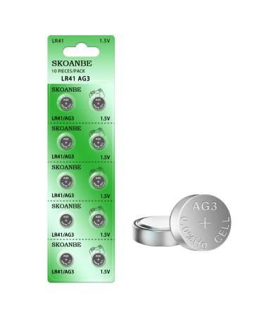 SKOANBE 10PCS LR41 392 384 192 AG3 SR41 1.5V Button Coin Cell Battery 10 Count (Pack of 1)