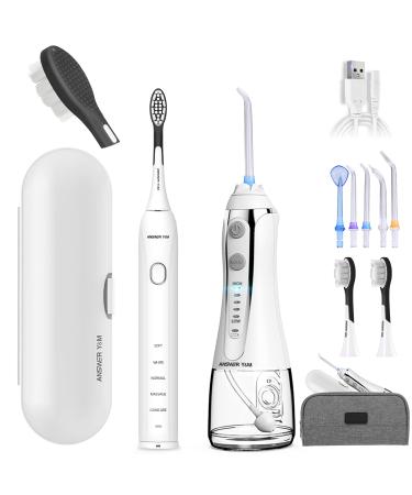 Electric Toothbrush with Water Flosser, Cordless Water Flosser & Electric Toothbrush Combo, Whiter Teeth and Healthier Gums, Great for Oral Braces Electric Toothbrush with Water Flosser Combo
