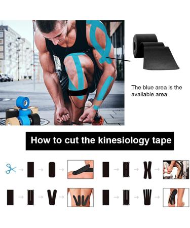 Kinesiology Tape for Sports | 16ft Water Resistant Elastic Latex Free - Knee Elbow & Shoulder Pain Relief - Black - Buy Online on GoSupps.com