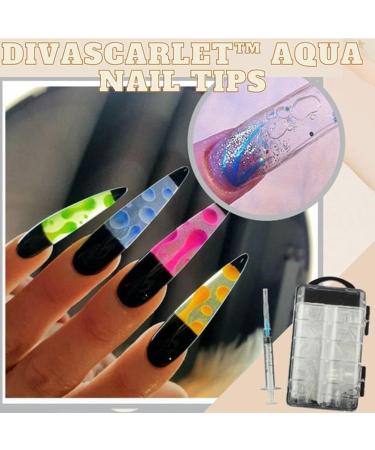 WINBST DivaScarlet Aquarium Nails Art Tips - 100 Pieces DIY French Acrylic Nail Tips with Box for Stunning Nail Art - Buy Online on GoSupps.com