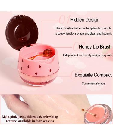 Bee Balm Lip Balm Honey Pot Strawberry with Vitamin E | Hydrating & Preventing Dry Cracked Lips | Exfoliating Lip Scrub with Propolis | Moisturizing Honey Lip Mask | Reduces Lip Lines | Includes Brush - Buy Online on GoSupps.com