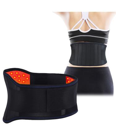 Back bandage self -warming lordosis support belt adjustable belly control belt waist trainer lower back band for herniated disc sciatica scoliosis pain relief (color: Schwa black L