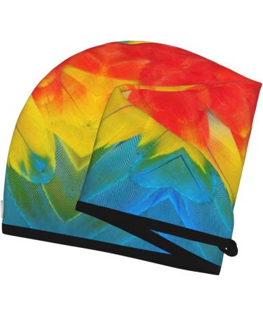 Fantastic Parrot Feather Coral Velvet Dry Hair Cap | Unisex Towel Wrap for Bathroom Pool Beach & Home - Buy Online on GoSupps.com