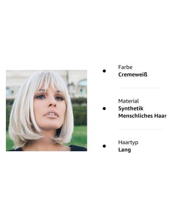 HAIRCUBE Creamy White Short Bob Wig with Bangs - 12 Inch Heat Resistant Synthetic Wig for Women - Buy Online on GoSupps.com
