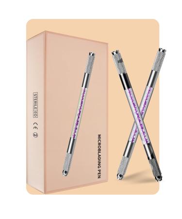 Microblading Pen PreciRise Microblading Supplies with One 8 x 6'' IN Double Sides Practice Skin and Two Purple MicroBlading Pen for Beginners & Artist 18U 14U C14 12CF 3R Two-Piece Purple 2 Count (Pack of 1)