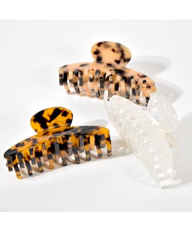 3 Pack Big Claw Clips - Tortoise Shell Jumbo Hair Clips for Thick Hair - Strong Hold Leopard Print French Design - Women's Hair Accessories - Buy Online on GoSupps.com