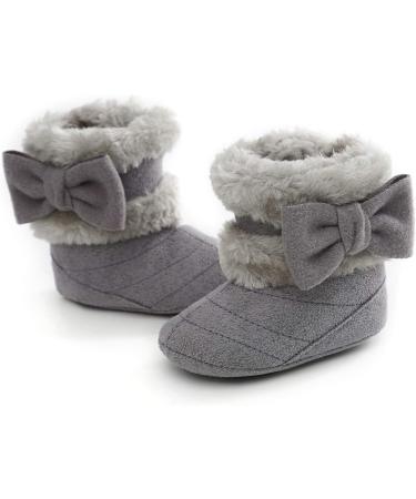 Yinuoday Winter Baby Girls Snow Boots - Anti-Slip Toddler Shoes for Newborns (3-6 Months) - Warm Gray Prewalker Infant Boots - Buy Online on GoSupps.com