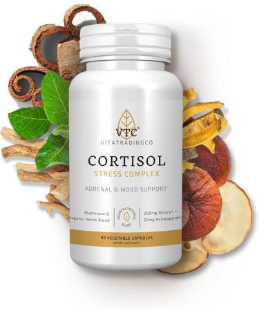 VTC VitaTradingCo. Cortisol Stress Complex | Mushroom & Adaptogenic Herbs Blend | with Clinically Studied Relora & Ashwagandha | Adrenal & Mood Support | 90 Veggie Capsules - Buy Online on GoSupps.com