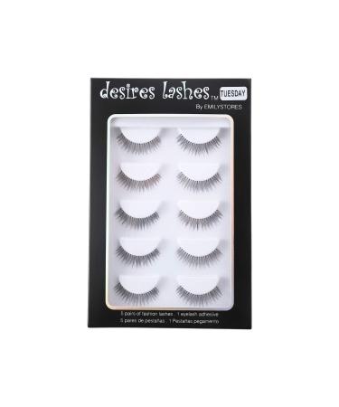 DESIRES LASHES By EMILYSTORES Natural Strip Eyelashes Multipack 5Pairs Per Kits 01 Monday (02Tuesday)