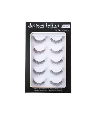 DESIRES LASHES By EMILYSTORES Natural Strip Eyelashes Multipack 5Pairs Per Kits 01 Monday (02Tuesday) - Buy Online on GoSupps.com