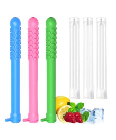 3Pcs Chewable Essential Oil Breath Stick for Fresh Breath Reusable Aromatherapy Chew Sticks with 9 Replacement Cores Portable for Travel Office