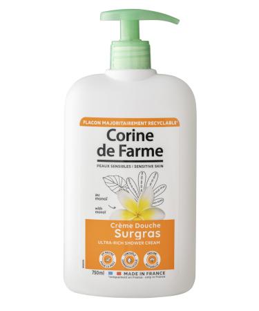 Corine de Farme - Superfatty Monoi Shower Cream - pH Neutral for Skin, Natural Origin - Dermatological Control - 100% Made in France - 750 ml