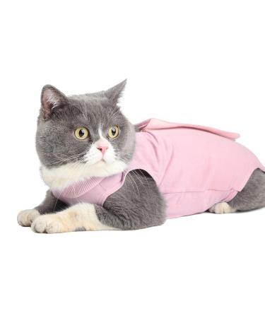 Easy Joy Recovery Suit cat cat body after op postoperative litter clothing for belly wounds or skin diseases e-neck band Alternative for cats dogs soft home indoor pet clothing (L pink) L pink1