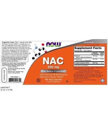 N.Foods NAC 600mg - 100 Veggie Capsules - Buy Online on GoSupps.com
