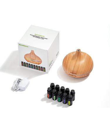 InnoGear Aromatherapy Diffuser & 10 Essential Oils Set | 400ml Ultrasonic Cool Mist Humidifier | 4 Timers 7 Colors Light | Waterless Auto Off | Yellow Wood Grain - Buy Online on GoSupps.com