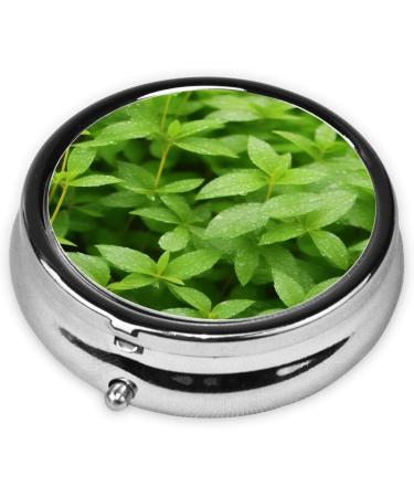 Leaf Rain Printed Mini Round Pill Box | 3 Compartment Travel Pill Organizer | Portable Medicine Case for Pocket & Home Use - Buy Online on GoSupps.com