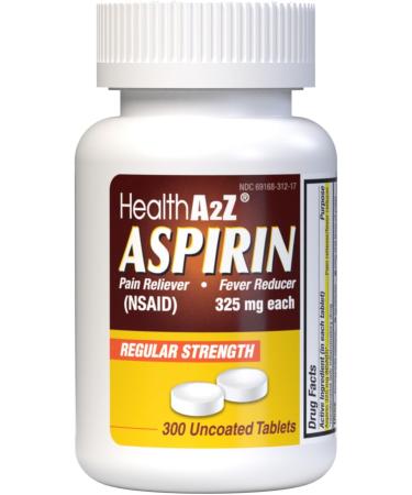 HealthA2Z Aspirin Bundle 325mg Regular Strength (300 Tablets) Uncoated + 81mg Low Dose (200 Tablets Dye-Free Enteric Coated) | Total 500 Tablets | Pain Reliever & Fever Reducer - Buy Online on GoSupps.com