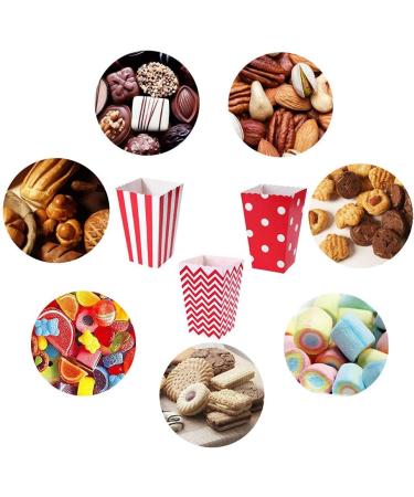 Ouoqi Popcorn Bags - 36 Striped Snack Boxes for Parties Birthdays & Weddings - Red Wave Pattern Candy Bar Bags - Buy Online on GoSupps.com