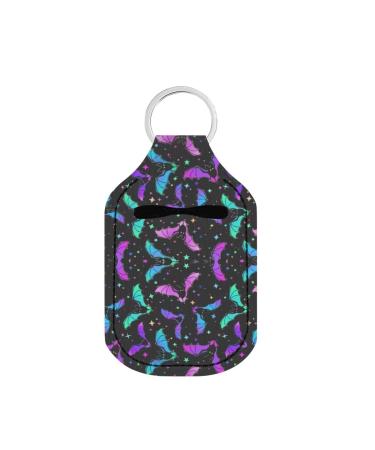 BYCHECAR Hand Sanitizer Holder Keychian Key Chain Holders for Backpack Kids Girls Hand Sanitizer Holder Halloween Bat Purple